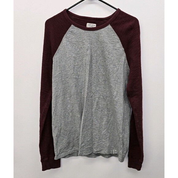 Lucky Brand Medium Red/Gray Henley Raglan Long Sleeve Softest Knit Shirt (C49) - Picture 1 of 4